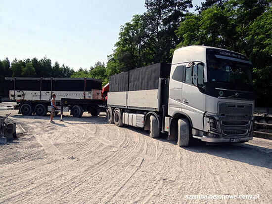 Transport szamba betonowego do Lidzbark Warmiński z wykorzystaniem HDS
